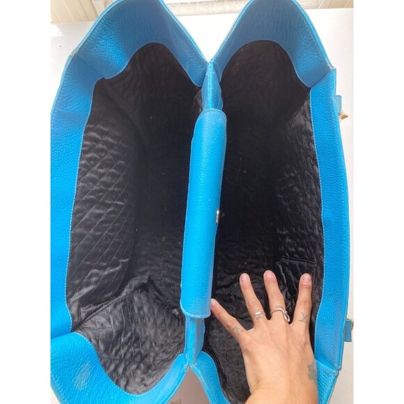 PHILIPP PLEIN Jenna Large Basics Shell Bag Studded Blue Leather Tote Bag Purse - Picture 10 of 14